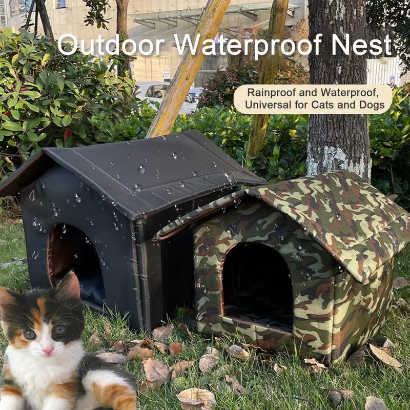 Cat House Outdoor Waterproof Pet House for Small Dogs Kitten Puppy Cave Nest with Pets Pad Dog Cat Bed Tent Kennel Supplies