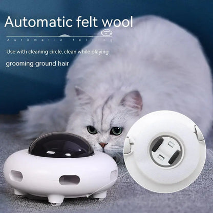 Cat Toy Smart Teaser UFO Pet Turntable Catching Training Toys USB Charging Cat Teaser Replaceable Feather Interactive Auto